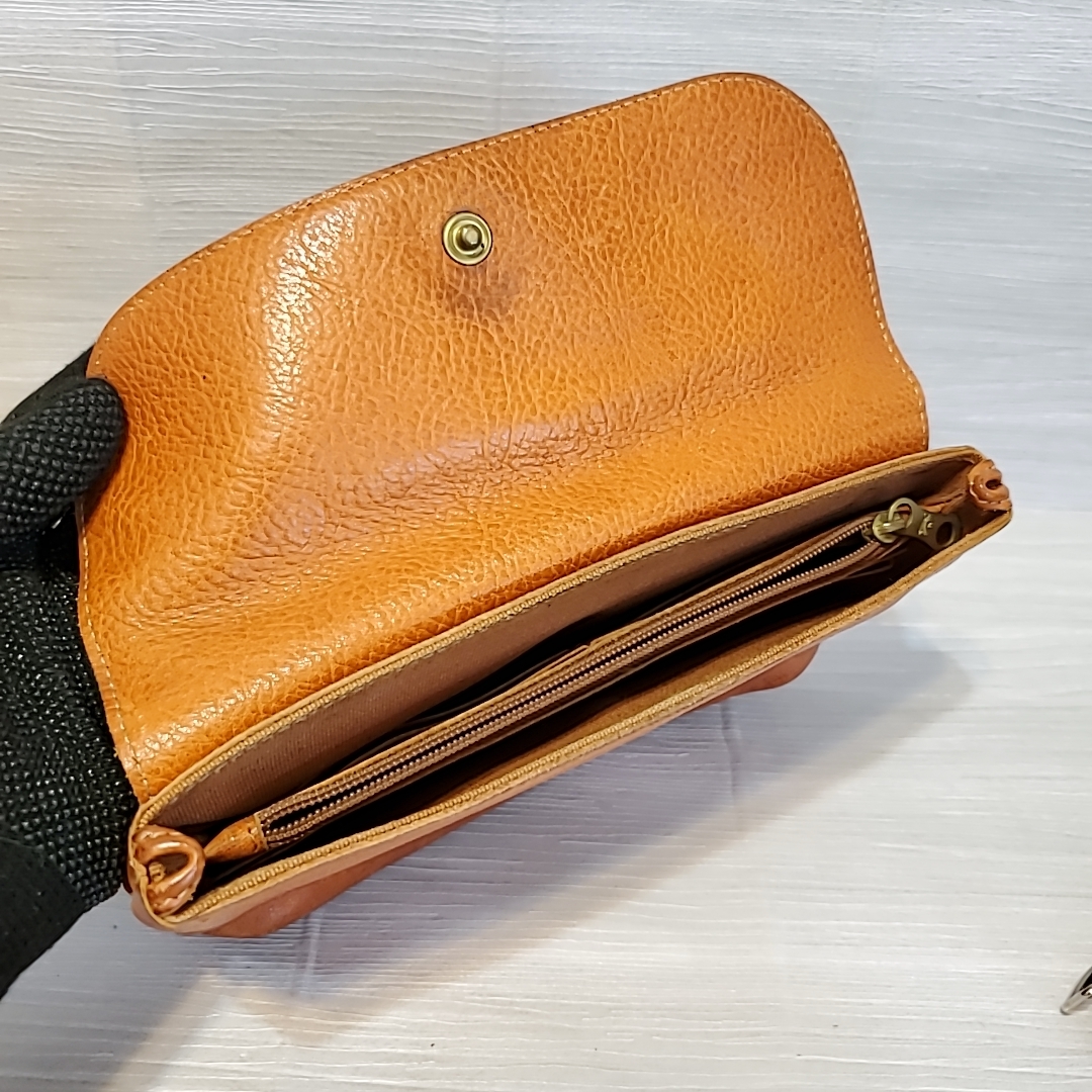 1802 prompt decision IL BISONTE Il Bisonte purse leather original leather long wallet wallet pouch Mini bag shoulder hole equipped purse 