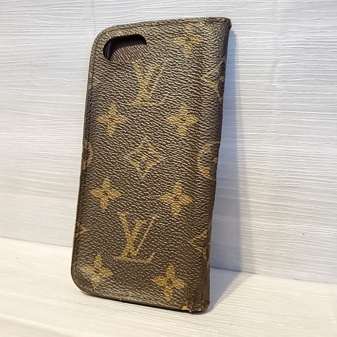 1840 即決 LOUIS VUITTON ルイヴィトン アイフォンケース iPhone7 8 SE フォリオ レザー スマホ カバー モノグラム スマホケース_画像2