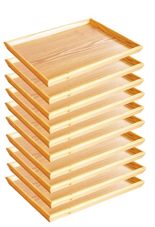 ★長角トレイＬ（約３９０Ｘ２８５Ｘ２５ｍｍ）木製ナチュラル１０枚新品