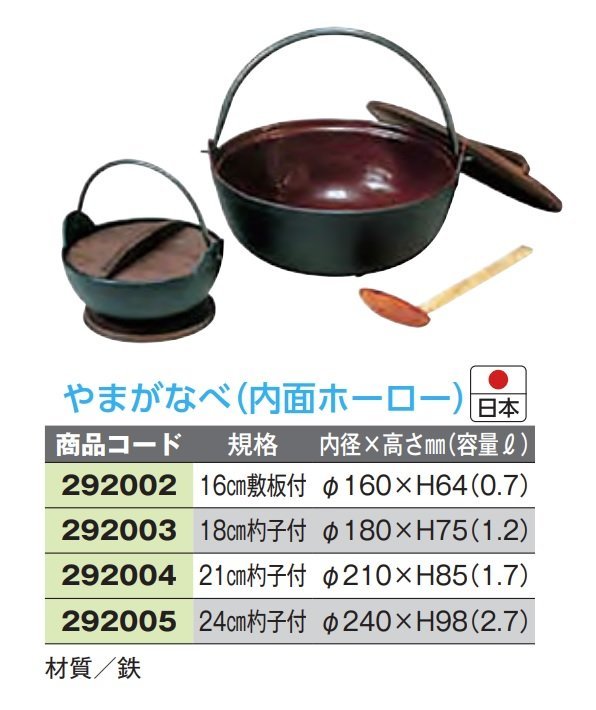 ☆やまが鍋(いろり鍋)16cm4個木蓋・敷板付鍋底板厚3 ☆やまが鍋(いろり鍋)16cm4個木蓋・敷板付鍋底板厚3