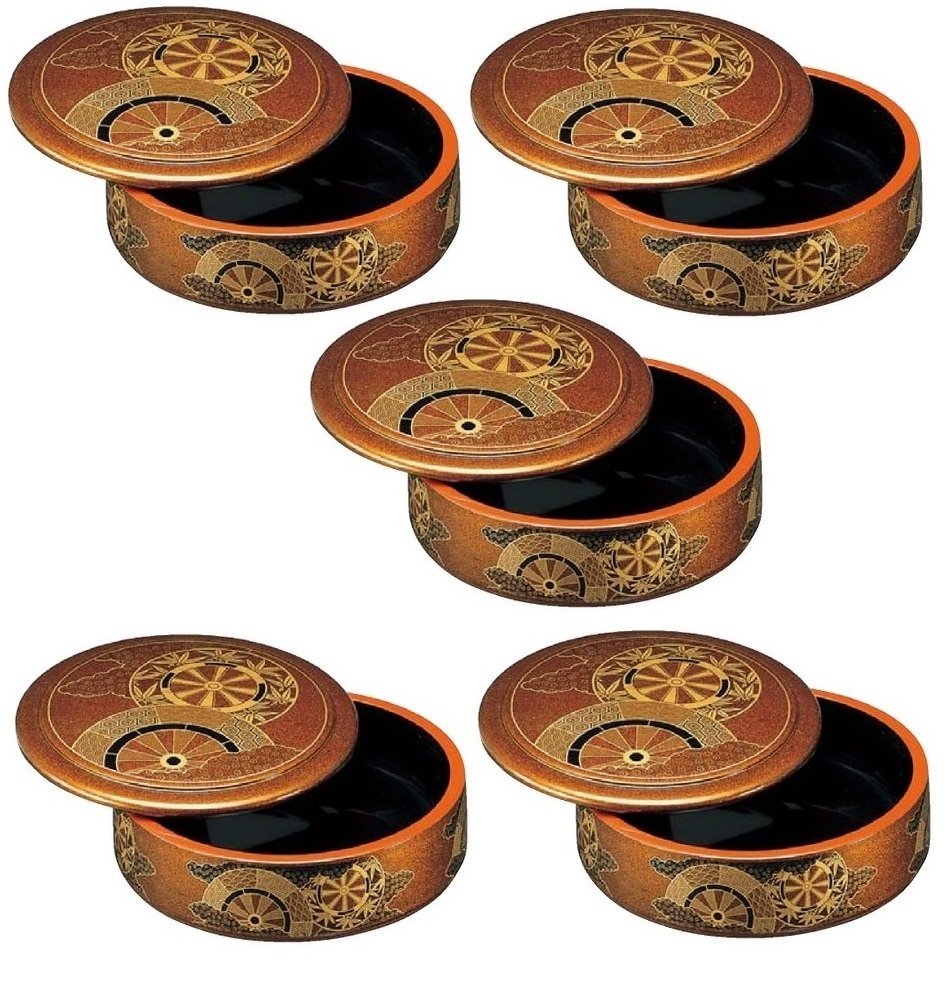 ☆業務用漆器7.5寸丸特上寿司桶梨地御所車(約径228X63mm)5個越前塗日本製新品