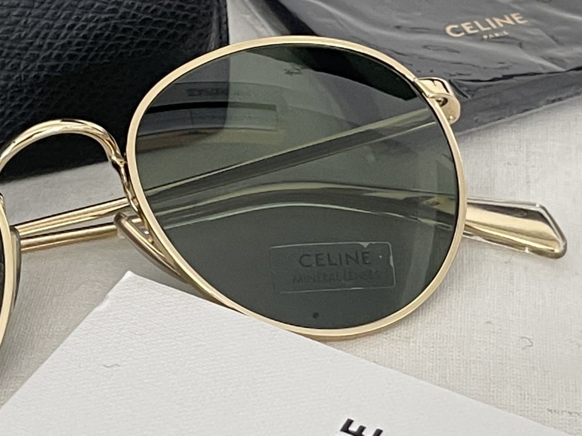 定価69300円 セリーヌ メタルフレーム 06 サングラス / メタル ミネラルグラスレンズ ゴールド/グリーン エディスリマン 眼鏡 アイウェア
