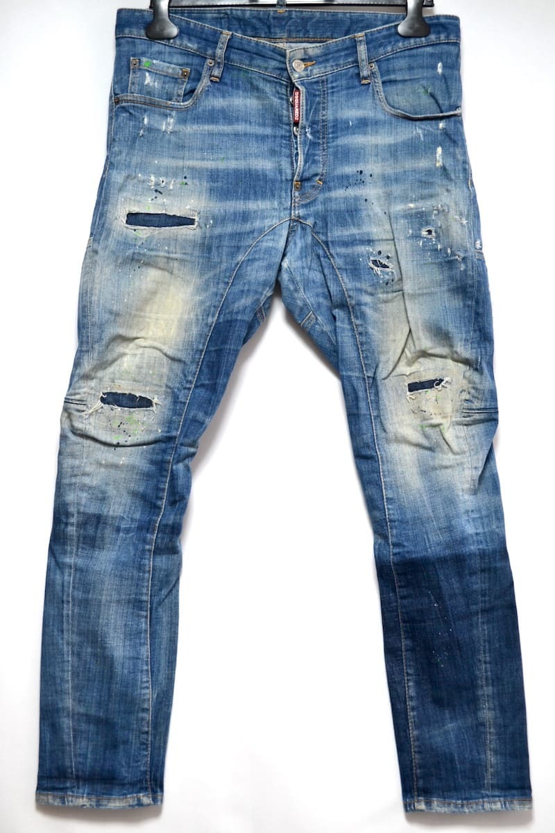 中古 DSQUARED2 Tidy Biker Denim Blue リペア,ダメージ加工 Size50 Made in ITALY (S74LB0516 S30342)_画像1