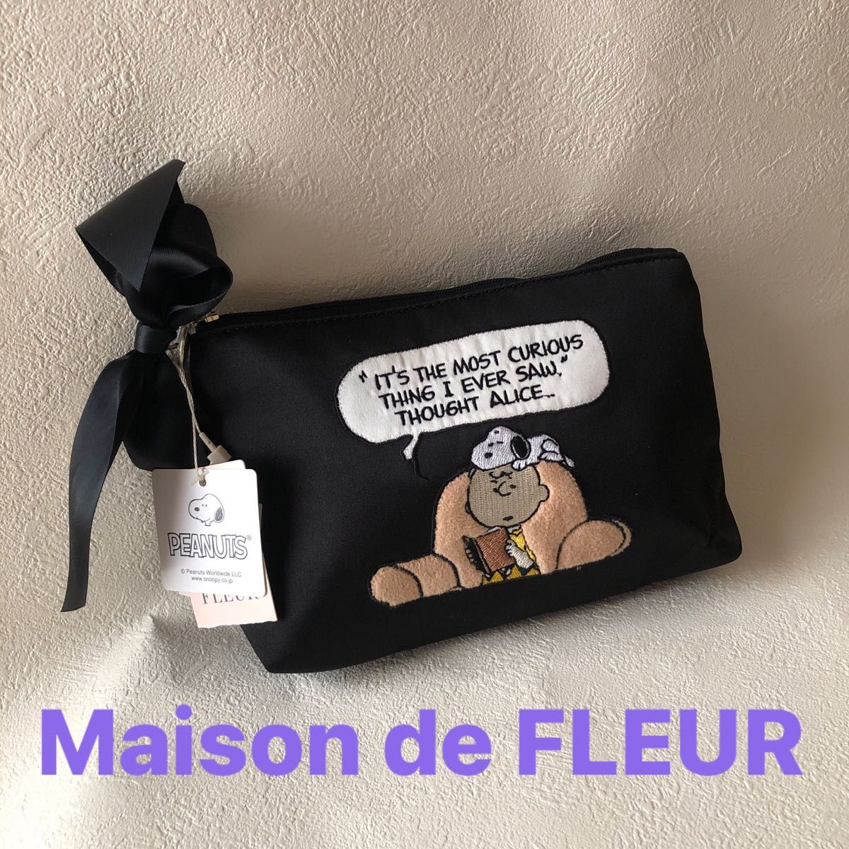 Maison de FLEUR × PEANUTS メゾンドフルール×ピーナッツコラボ スヌーピーポーチ　ブラック タグ付き未使用
