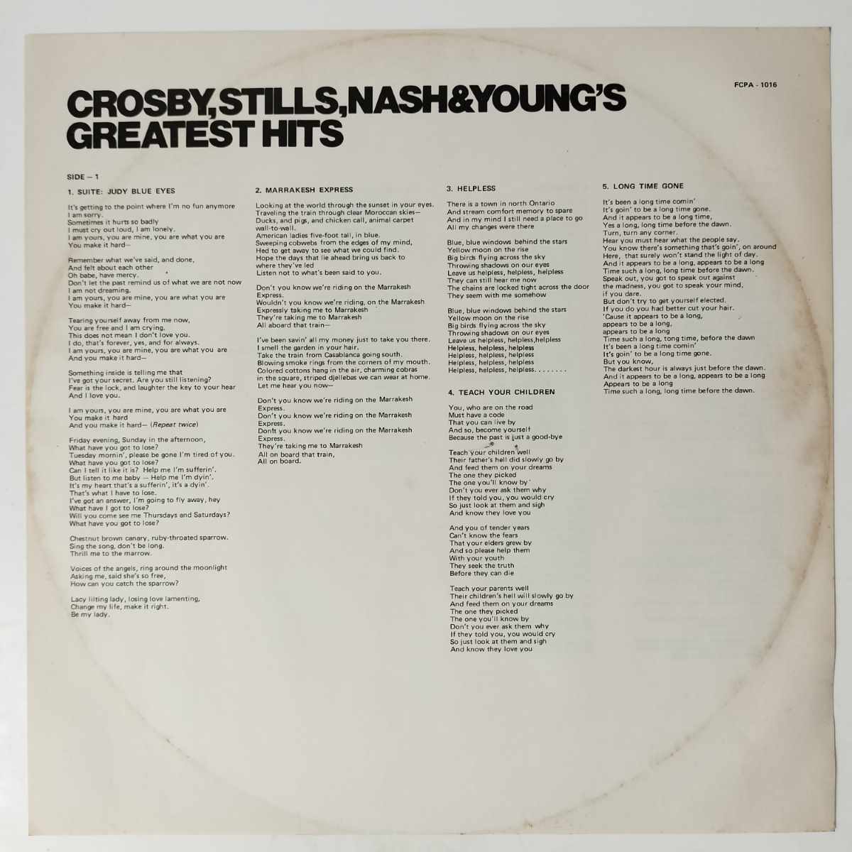 35232【日本盤】 Crosby, Stills, Nash & Young / Crosby, Stills, Nash & Young's Greatest Hits_画像3