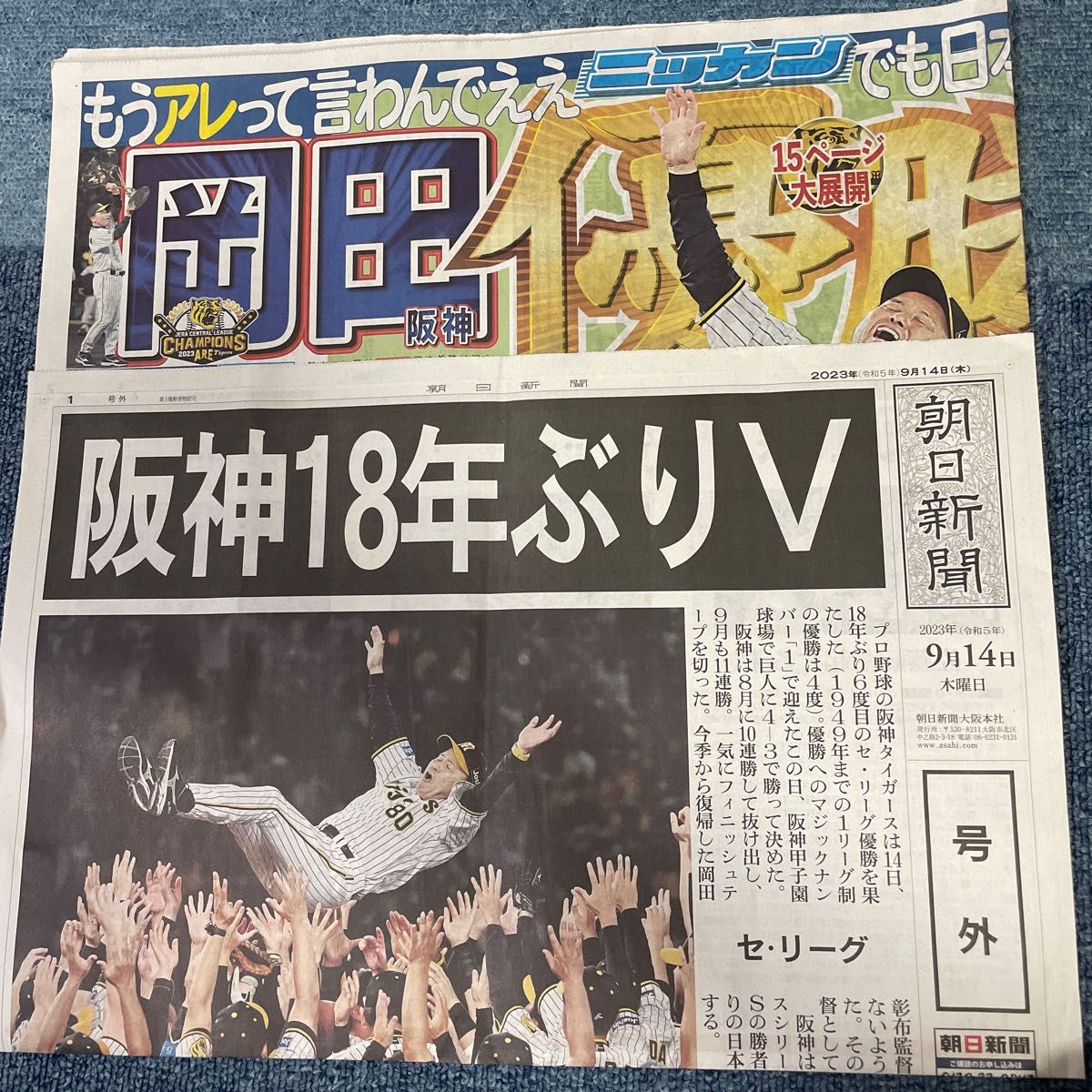 阪神タイガース　号外　新聞　阪神　タイガース　アレ　2023   読売新聞　記念