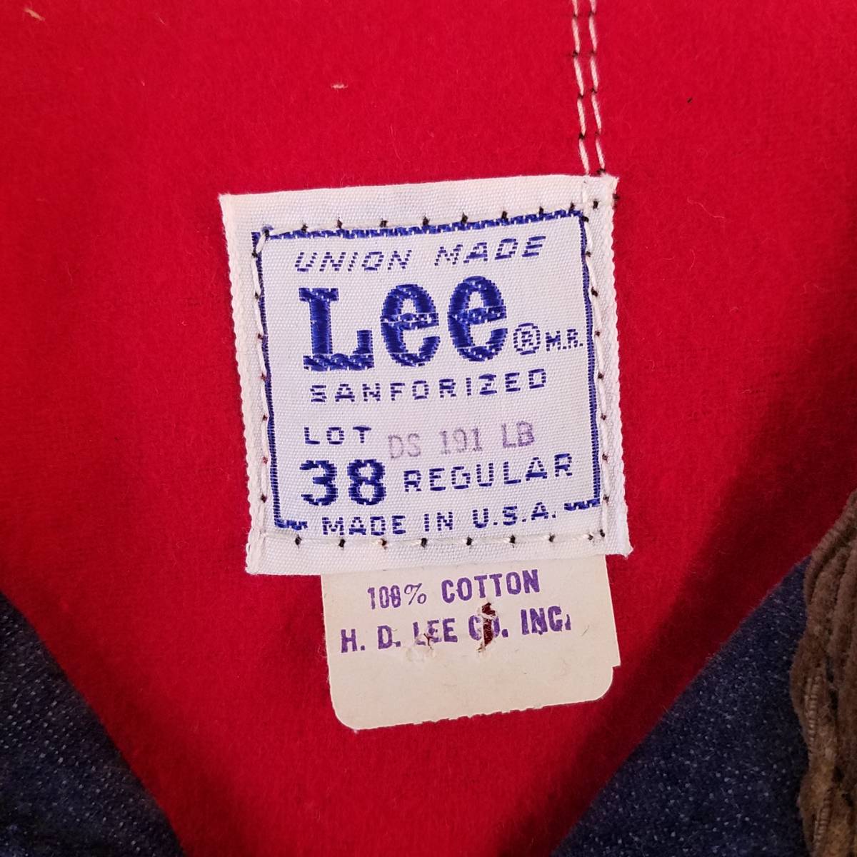 Lee祭りee! 60sデッドストック『Lee(リー) 191LB』デニムワークジャケット 裏地フランネル 米国製 サイズ38R／ヴィンテージ_画像3