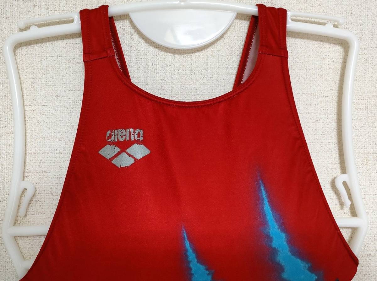 arena nux 競泳水着 ハイカット ARN-5021WJ Xマーク 赤青柄 平成 arena nux 競泳水着 ハイカット ARN-5021WJ Xマーク 赤青柄 平成
