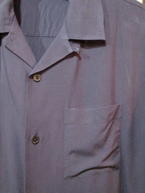 古着　ロカビリーシャツ（Lサイズ）開襟シャツ　オープンシャツ　レーヨンシャツ 　紺色_画像3