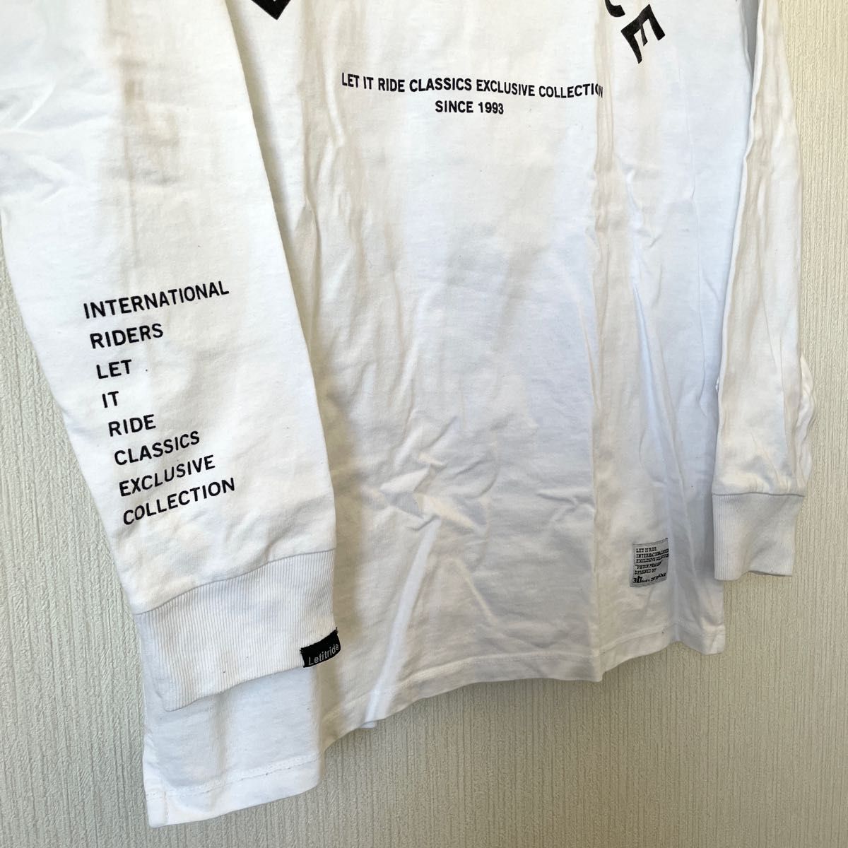 ナノユニバース チャンピオン レットイットライド トリプルコラボ ロンT 長袖Tシャツ メンズ 匿名配送 白 ホワイト S