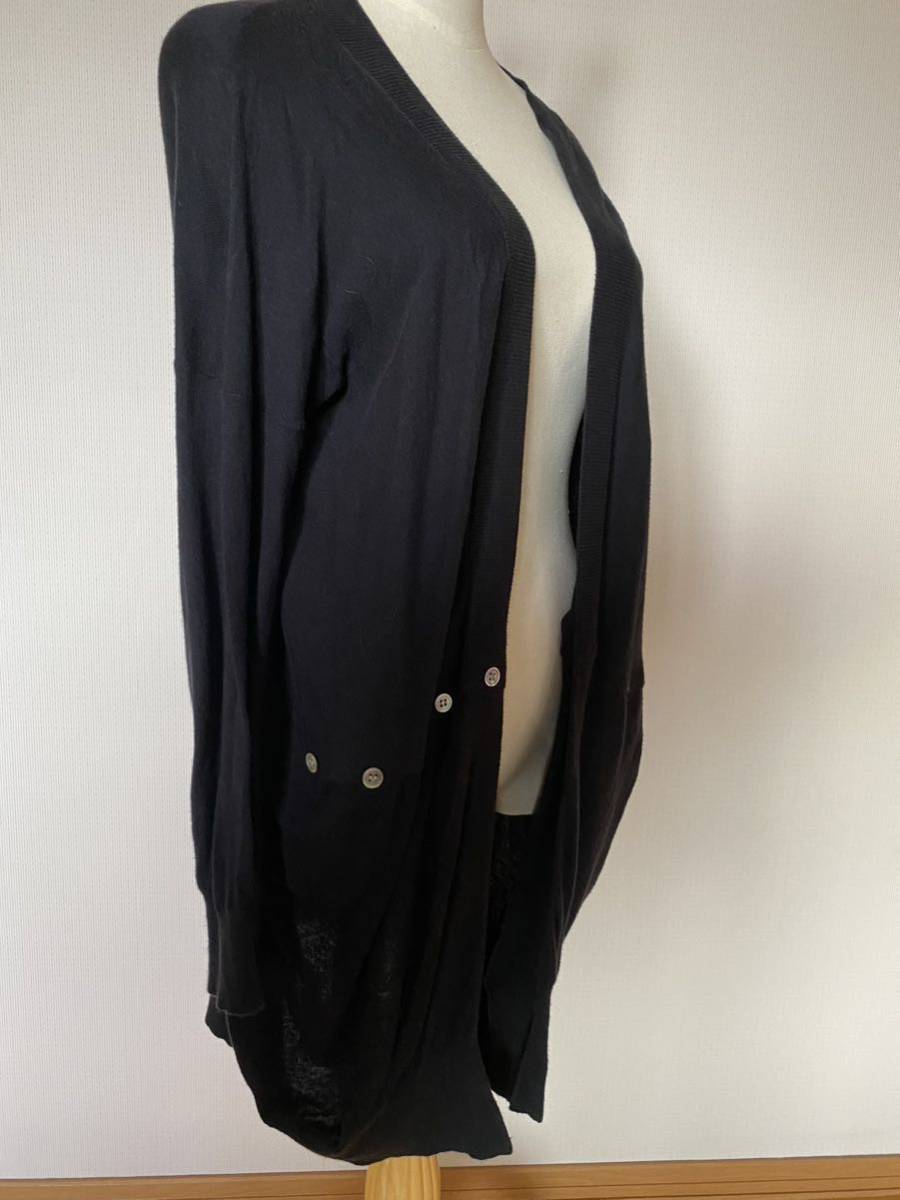  Sunao Kuwahara knitted cardigan gown cardigan * black black * cotton knitted 