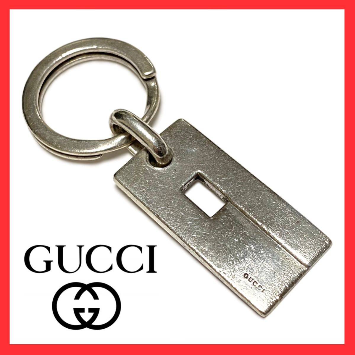  rare OLD GUCCI Gucci SV SILVER925 silver G Logo plate key holder key ring bag charm Vintage Old Gucci 29g