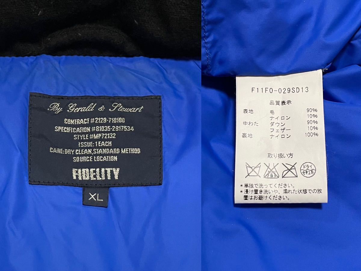 ★定価33,600円★ 定番 FIDELITY フィデリティ DOWN JACKET ロゴ ワッペン ウール ナイロン ミリタリー ダウン ジャケット ブルゾン XL 黒_画像6