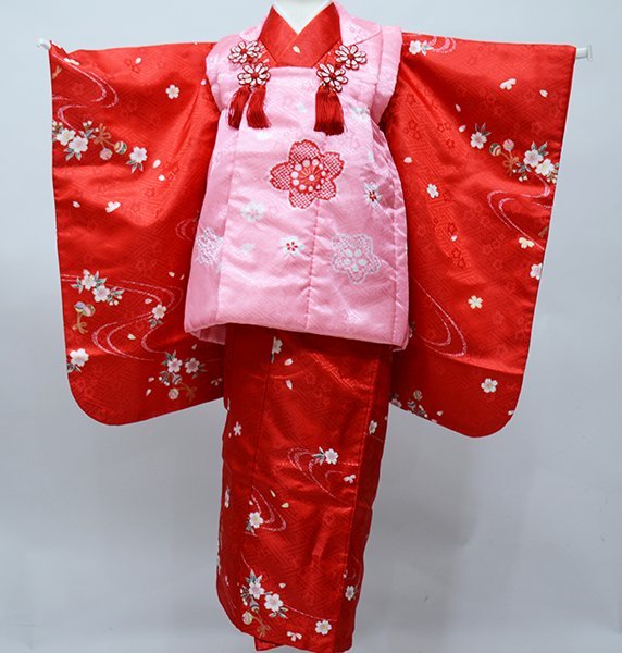 七五三 三歳 女児 被布着物セット 桜 3歳 3才 三才 女の子 祝着 新品（株）安田屋 NO39404
