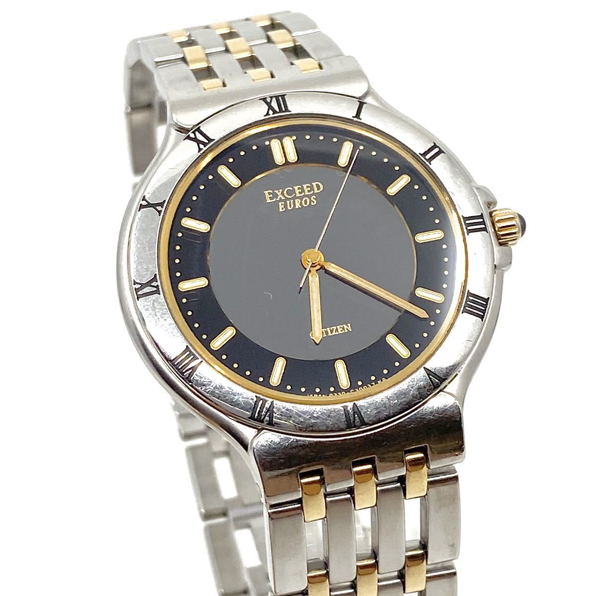 CITIZEN EXCEED EUROS 腕時計 メンズ 3針 ブラック 黒 コンビ シルバー ゴールド 金銀 シチズン エクシード ユーロス ローマン Y101_画像5