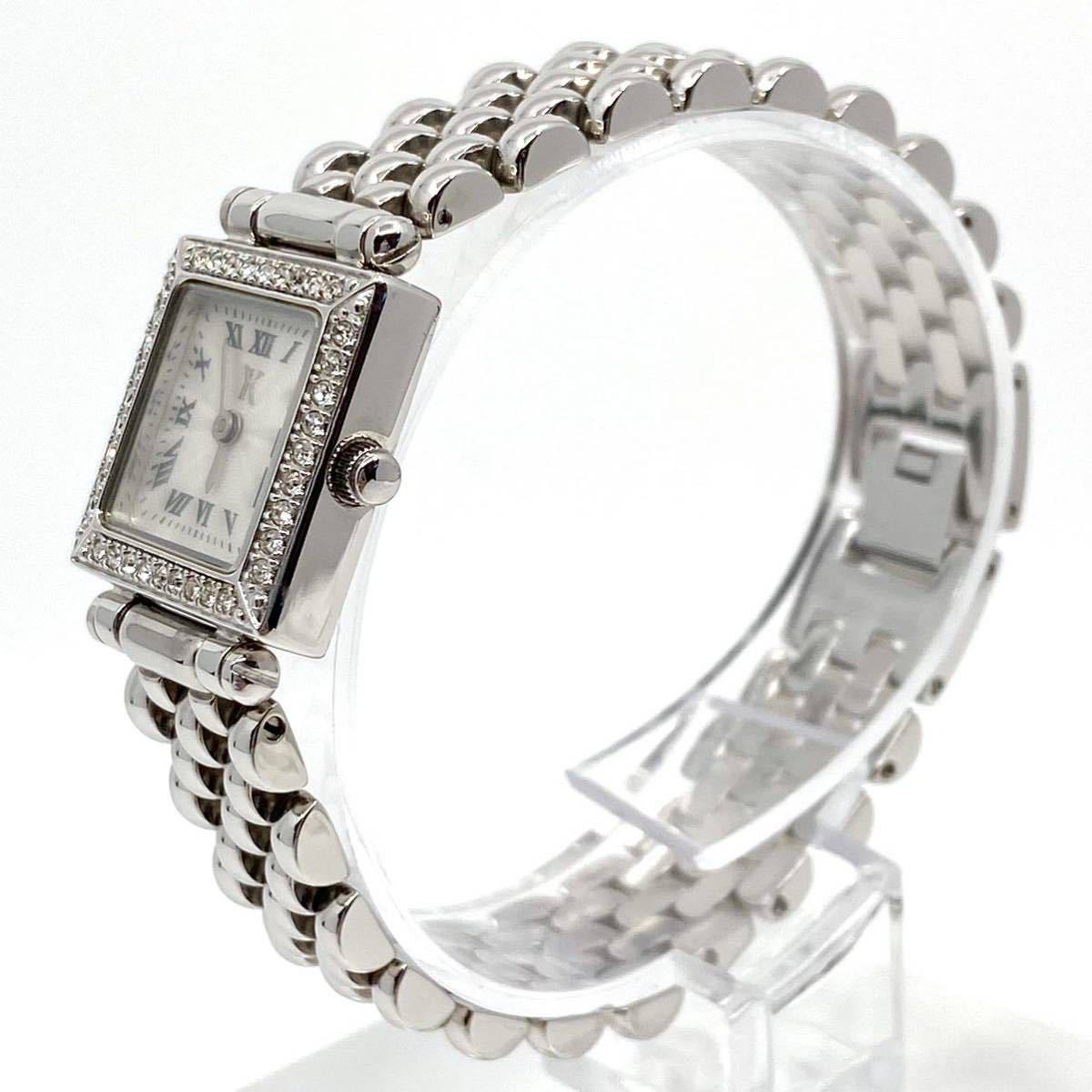 極美品 Yukiko Kimijima ラインストーン ジュエリーウォッチ スクエア 腕時計 レディース キラキラ ホワイト シルバー ユキコキミジマ Y85_画像2