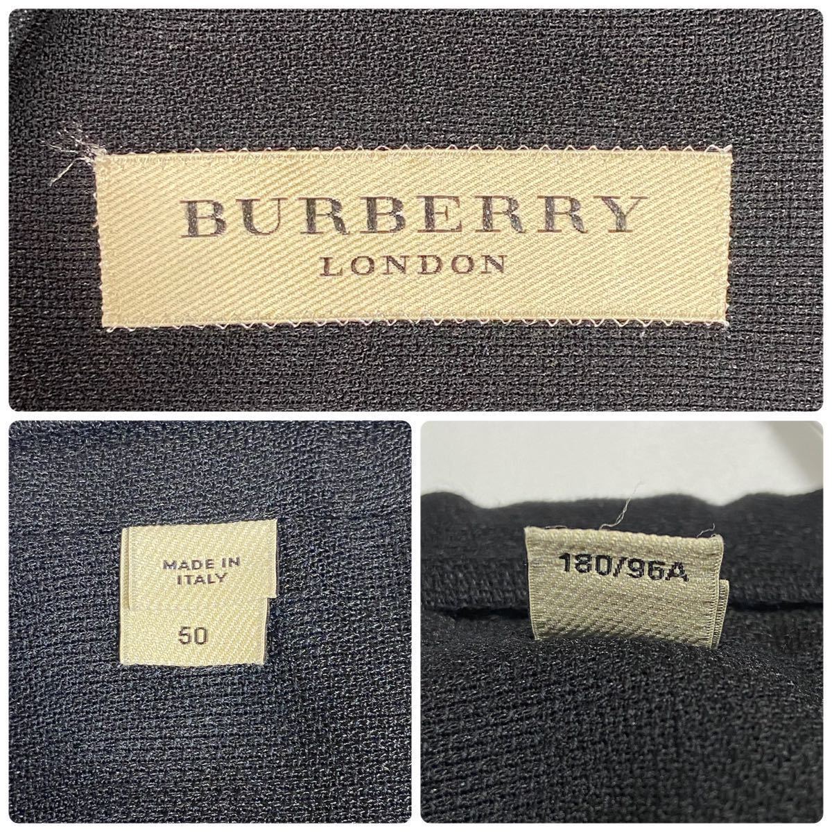極美品 BURBERRY LONDON テーラードジャケット シングル 2B Italy イタリア製 size50 モヘヤ ウール ブラック 黒 バーバリー_画像8