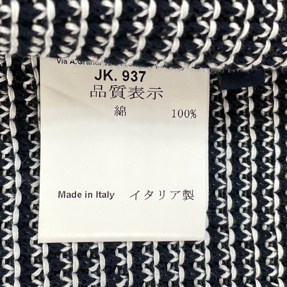 美品/国内正規 LARDINI ラルディーニ JRLJM56 コットン ミラノリブ ニット 2B ジャケット S ブラック/ホワイト メンズ_画像6