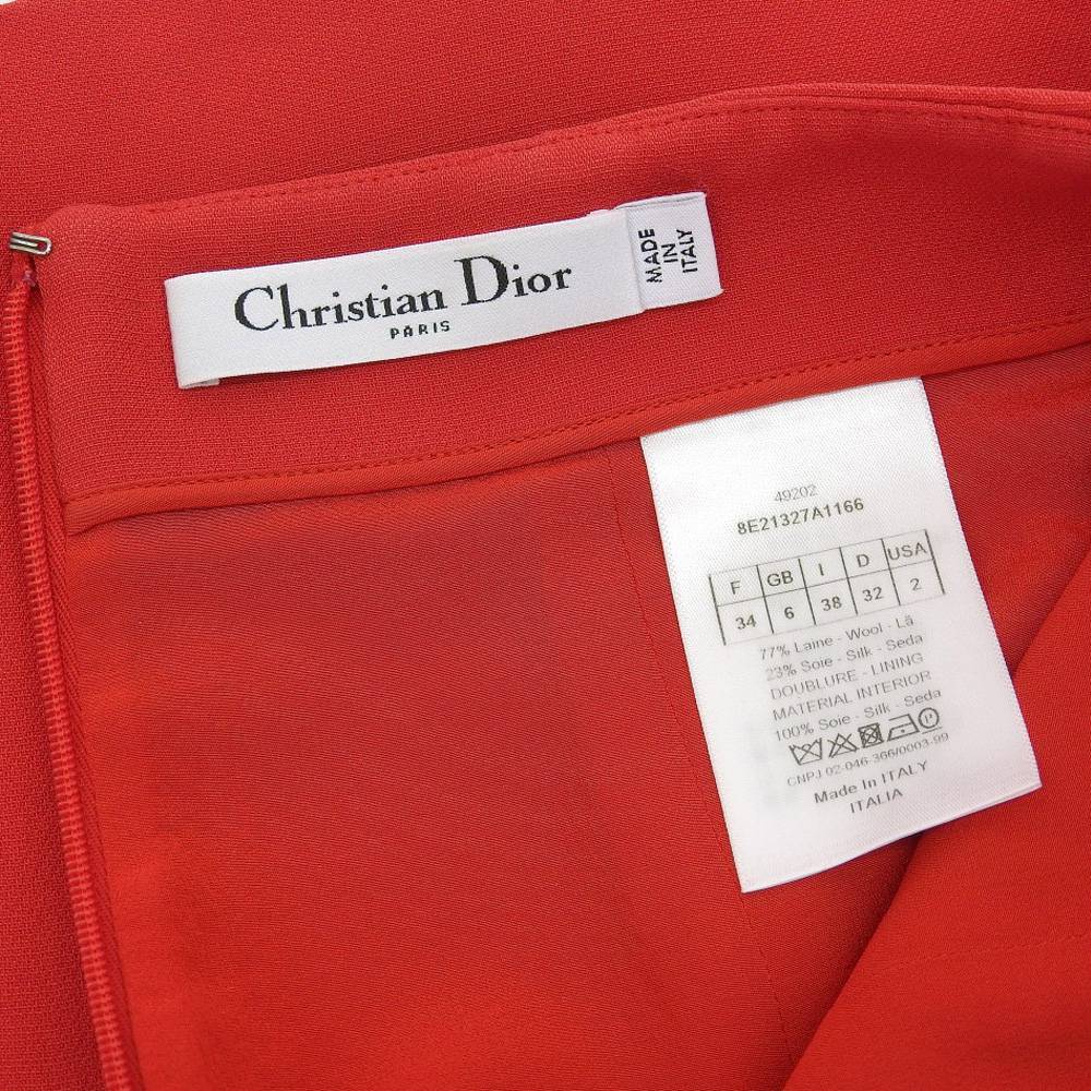 美品 Christian Dior クリスチャンディオール ウール×シルク フレア ミニ スカート レディース レッド 38_画像4