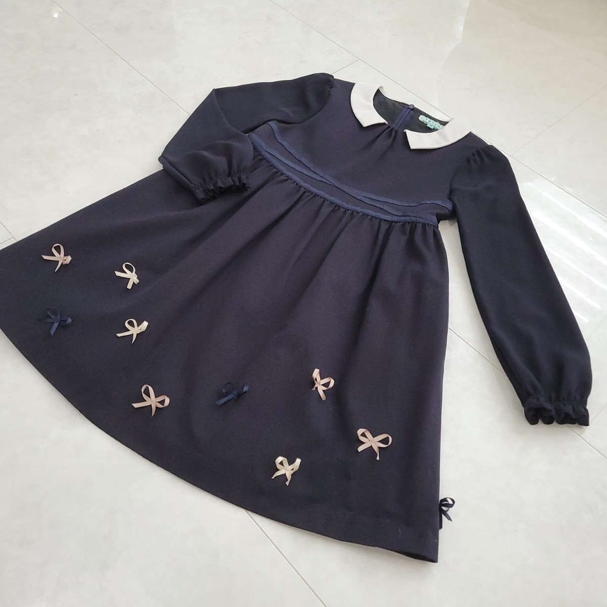 美品☆120☆TOCCA フォーマルドレス ネイビー ワンピース 礼服 入学式