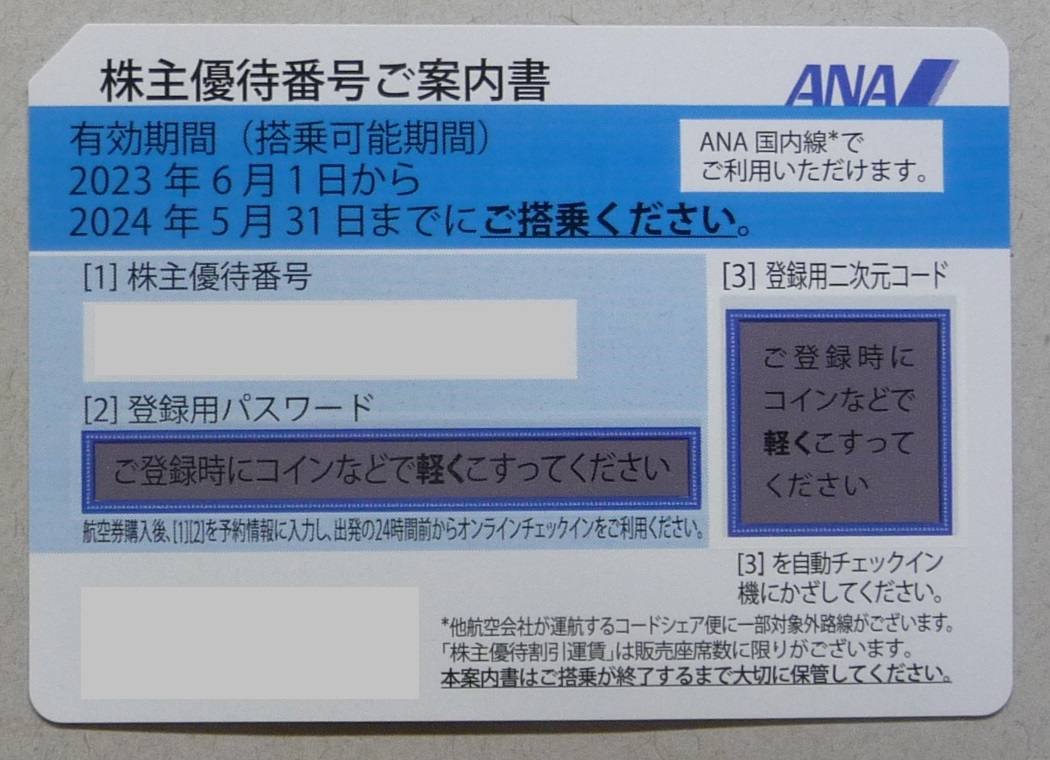ANA全日空株主優待券1枚(2024年5月31日搭乗まで有効)_画像1