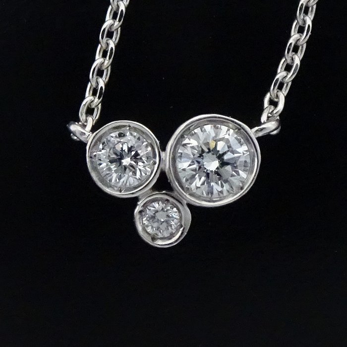  Ponte Vecchio Ponte Vecchio diamond necklace 3P diamond 0.14ct K18WG white gold /290298[ used ]