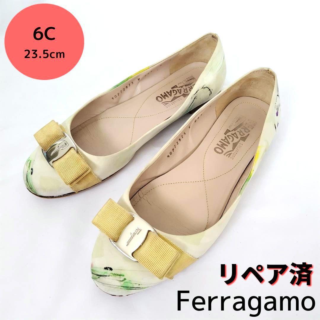 日本製】 フェラガモ【Ferragamo】ヴァリナ パンプス ボタニカル柄