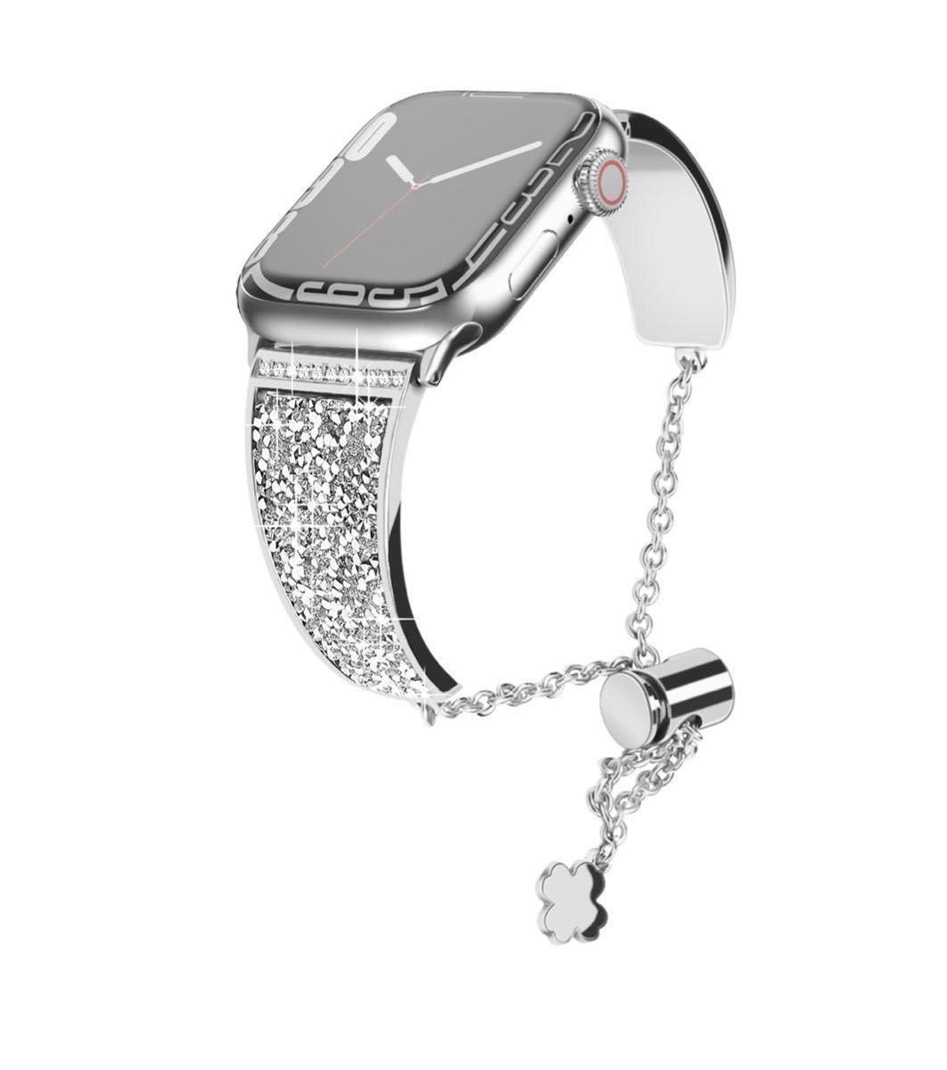 AppleWatch交換ベルトダイヤ風バンドブレスレットiPhone ブラックアップルウォッチ 交換用 腕時計バンド Series