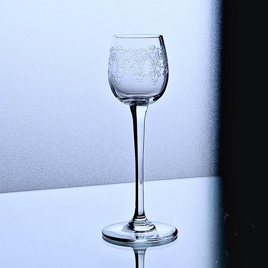 極上オールドバカラBaccarat トレフルTrefleのリキュールグラス#2 花模様 ウォーターグラス ショットグラス 1916'sフランスアンティーク