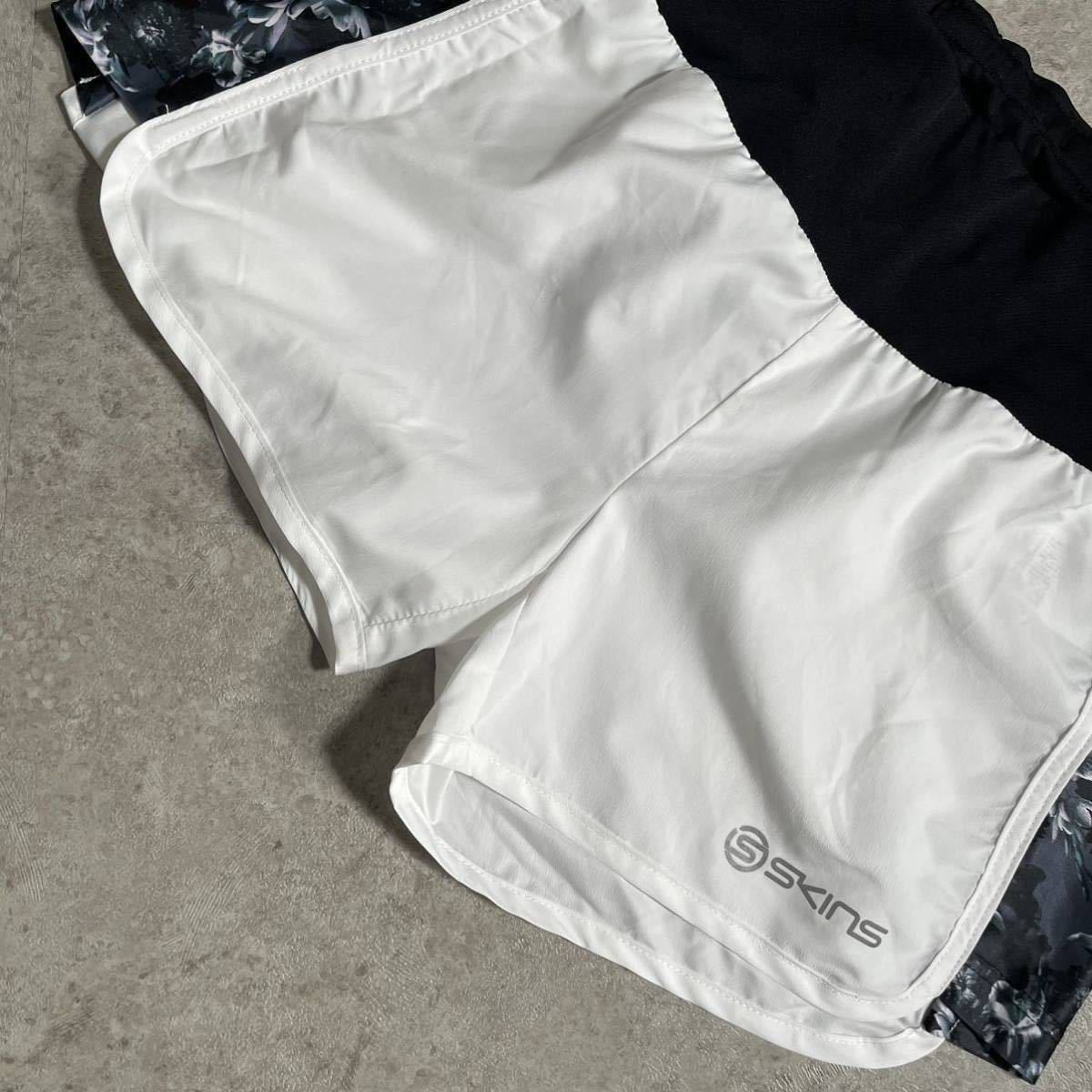 SKINS スキンズ デサント ランニングパンツ ショートパンツ Mサイズ 白黒 ホワイトブラック ランニングウェア スポーツウェア_画像5