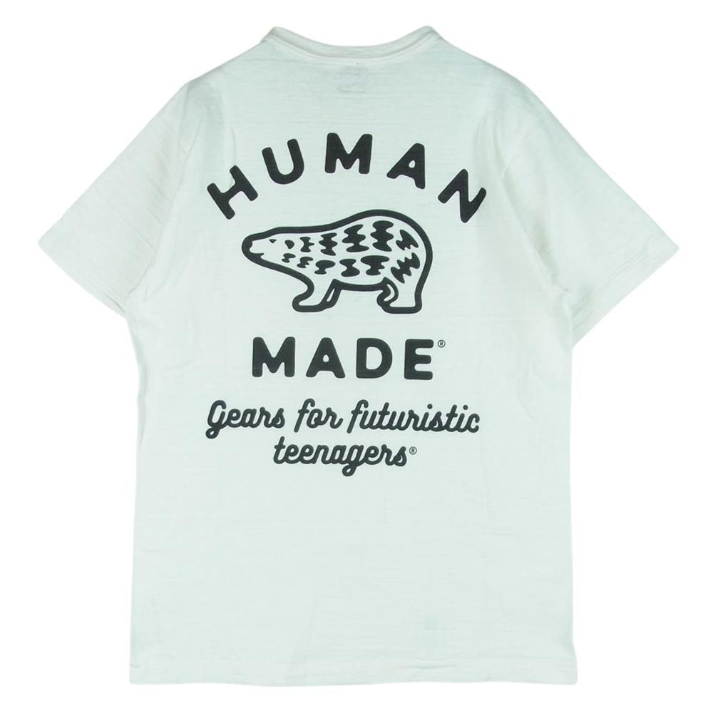 HUMAN MADE ヒューマンメイド HM19CS026 Polar Bear Logo シロクマ バックプリント ポケット ワッペン 半袖 Tシャツ S【中古】_画像2