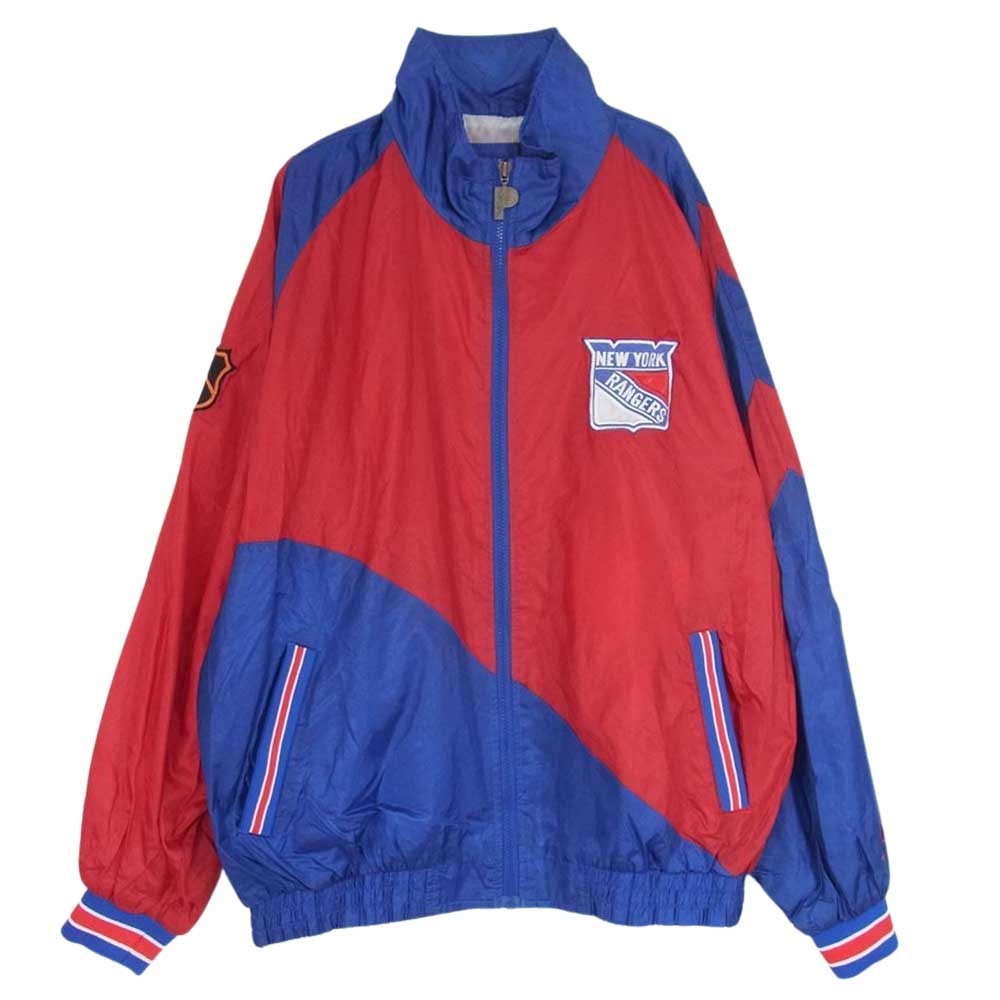 プロ プレーヤー pro player 90s 00s NHL NY RANGERS ナイロン ジャケット レッド系 ブルー系 L【中古】_画像1