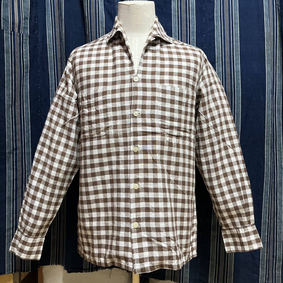 60s warmen harris long sleeve Italian collar shirt アメリカ製 usa製 トラッド アイビー ivy イタリアンカラー ギンガム チェック_画像2