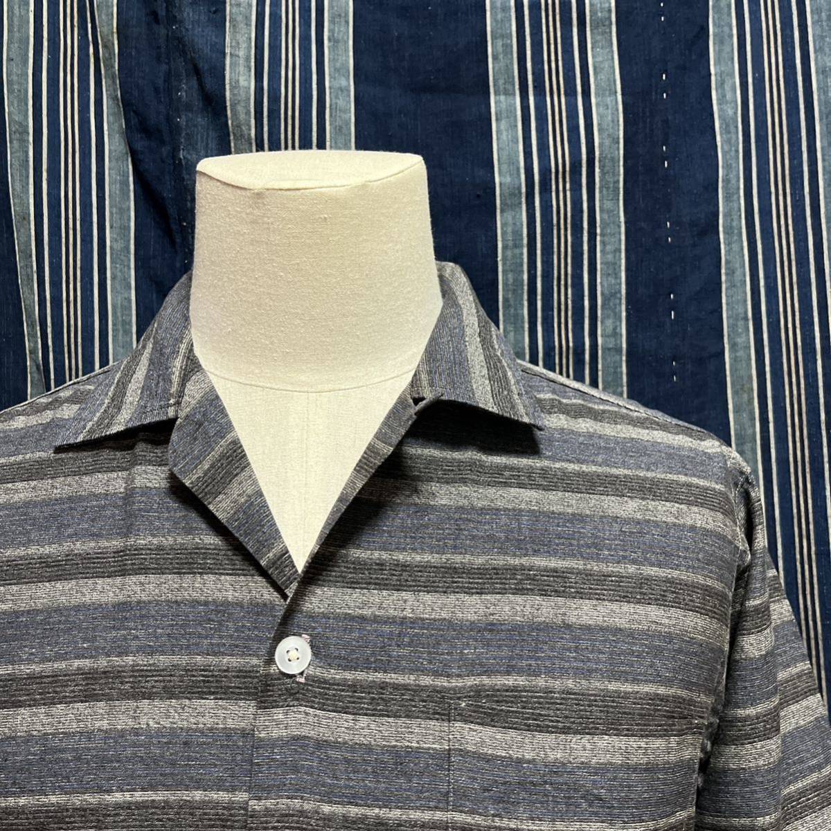 コットン シルク ボックス オープンカラー 60s cnnway sportswear shirt border 60年代 ボーダーシャツ アメリカ製 開襟
