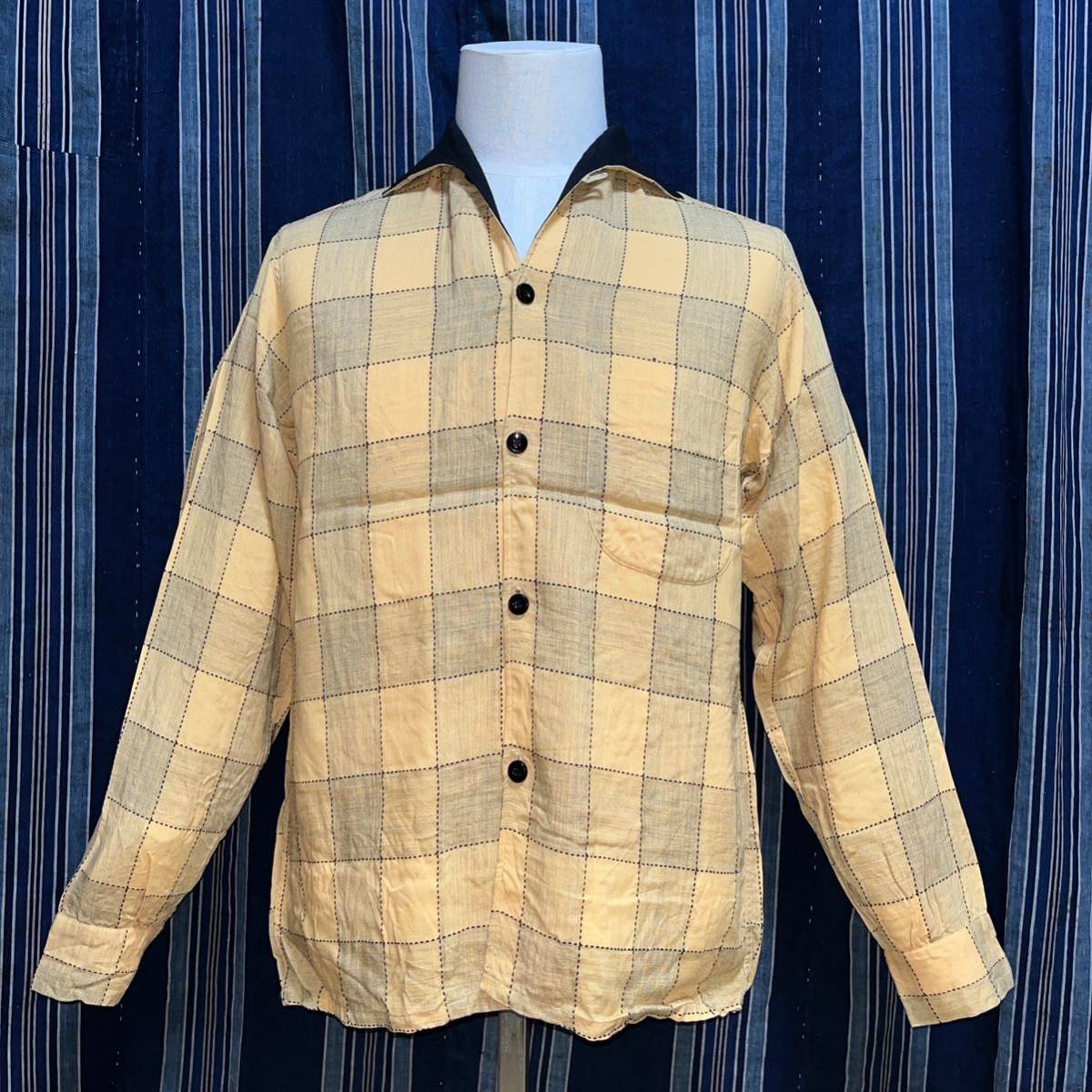 50s 60s tru val shirt 50年代 60年代 シャツ ボックス 開襟 アメリカ製 ロカビリー ロカシャツ オープンカラー かすり レーヨン_画像2