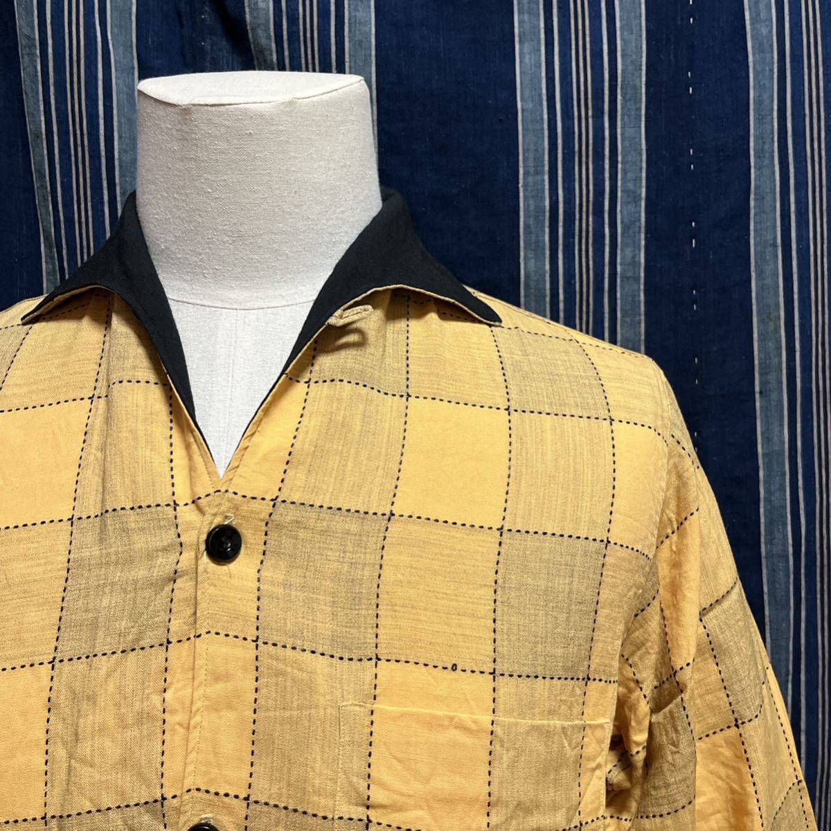 50s 60s tru val shirt 50年代 60年代 シャツ ボックス 開襟 アメリカ製 ロカビリー ロカシャツ オープンカラー かすり レーヨン_画像1