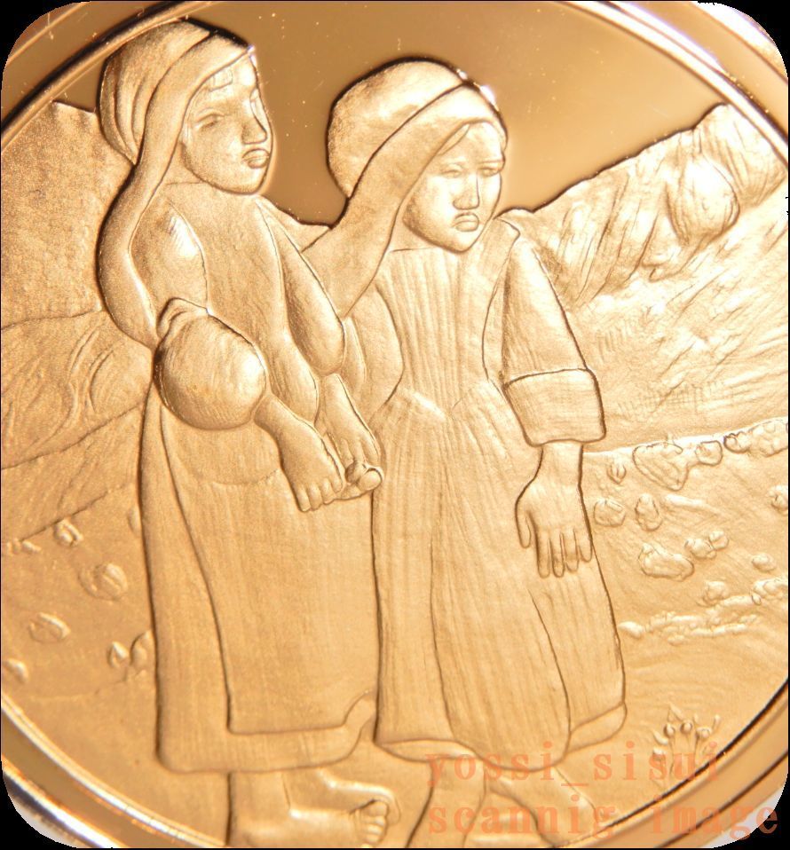 レア 限定品 フランス 造幣局製 画家 ゴーギャン 絵画 ブルターニュの少女たち レリーフ 純金仕上げ 純銀製 シルバー メダル コイン 章牌