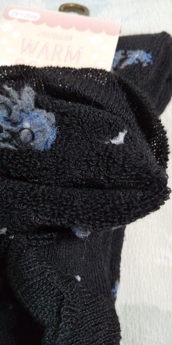 新品 靴下 レディースパイル 編み 部屋着 暖かい靴下 秋冬用 黒 ソックス
