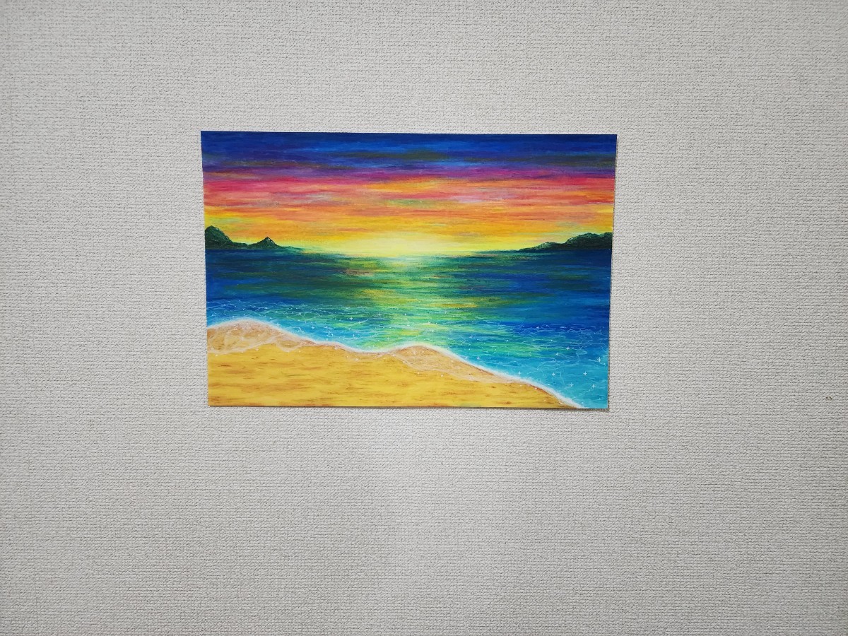 パステル画　海の絵　絵画　風景画_画像2