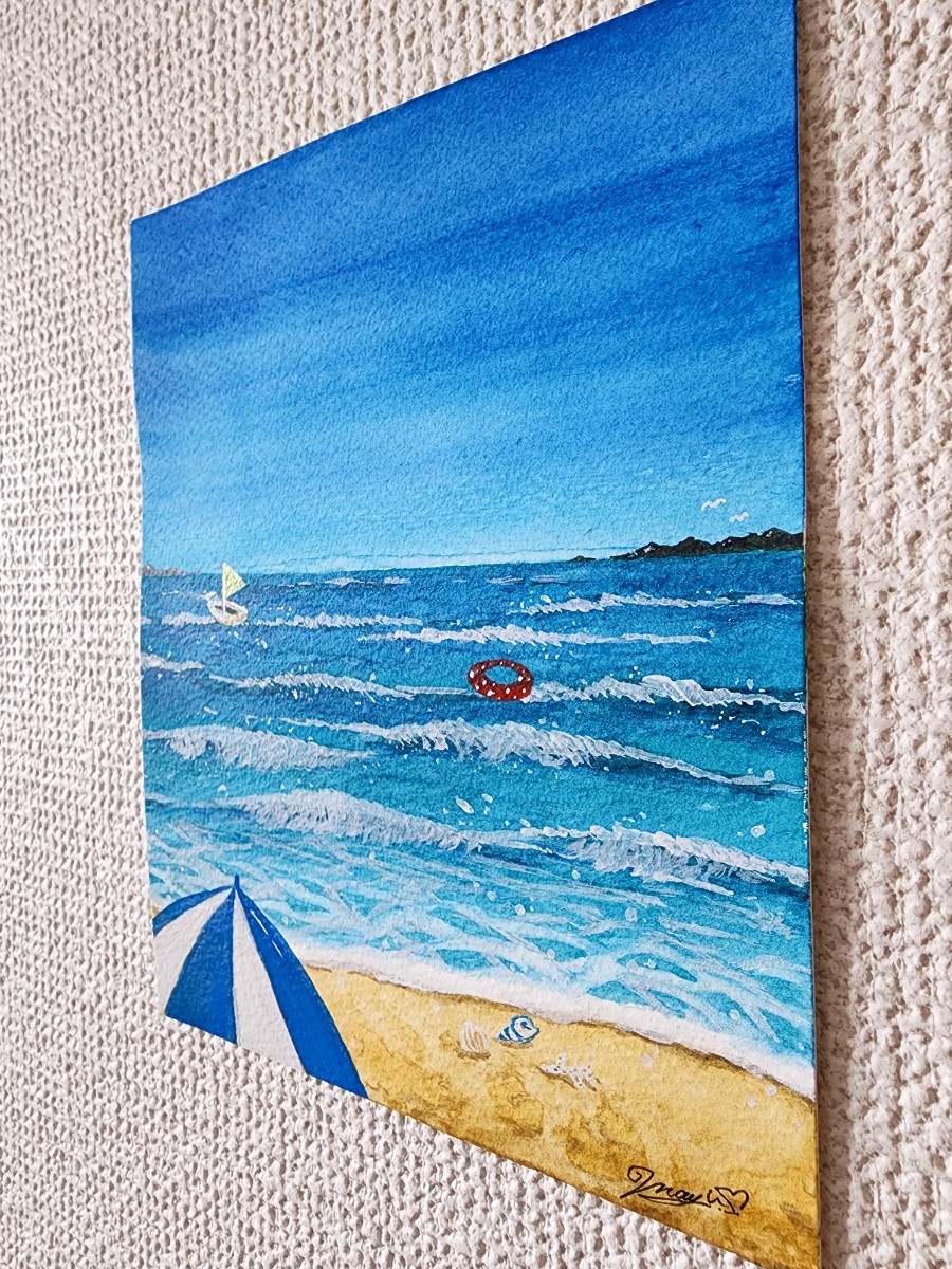 水彩画　風景画　海の絵_画像3