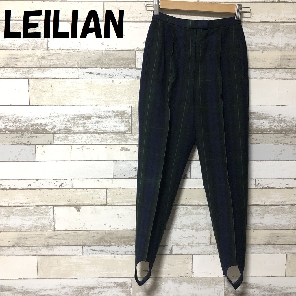 [ popular ]LEILIAN/ Leilian check pattern pants leggings pants green × navy size 9(M) lady's /5609