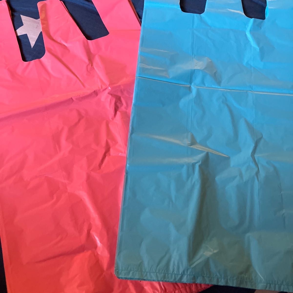 レジ袋　大きめサイズ　無地　ピンクとブルー　53×30×14   80枚