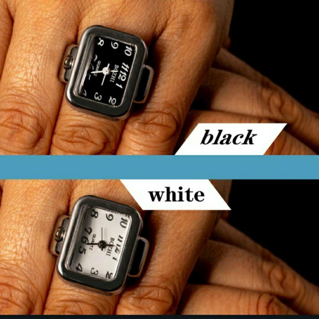 新品 　四角　指時計 　黒と白セット　アナログ　55_画像1