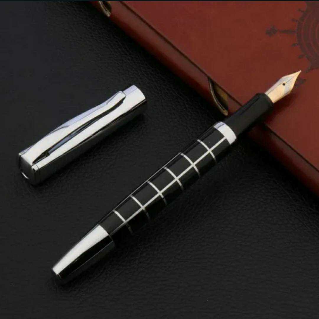 new goods fountain pen . calligraphy pen silver black business present 57