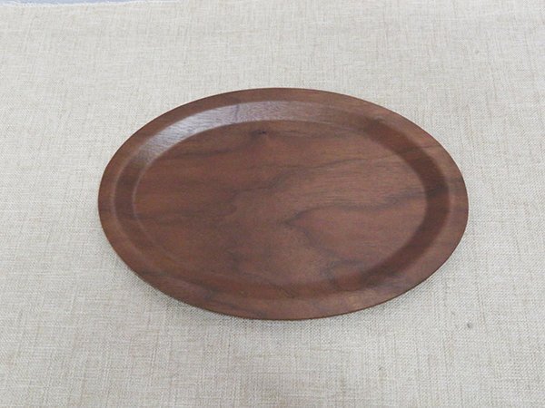  unused goods *SAITO WOOD/ site - wood walnut pra i wood ellipse tray 2 pieces set 5001WN oval tray Nagoya city 
