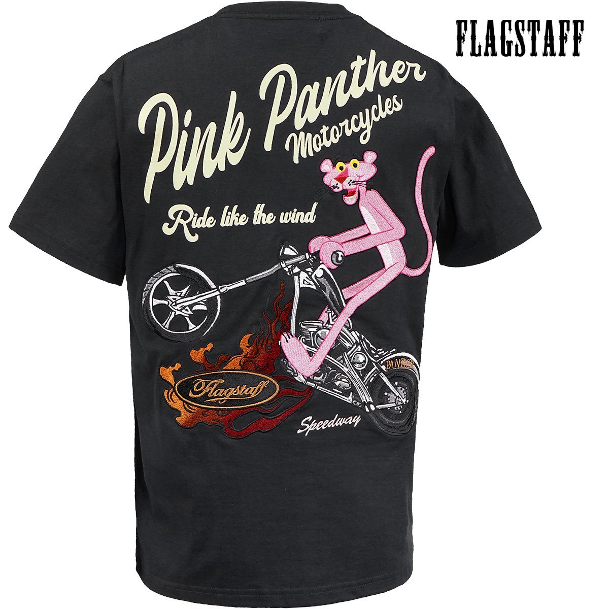 432041-20 ピンクパンサー PINK PANTHER 半袖Tシャツ クルーネック メンズ バイク Tシャツ(ブラック黒) FLAG STAFF アメカジ XL_画像4