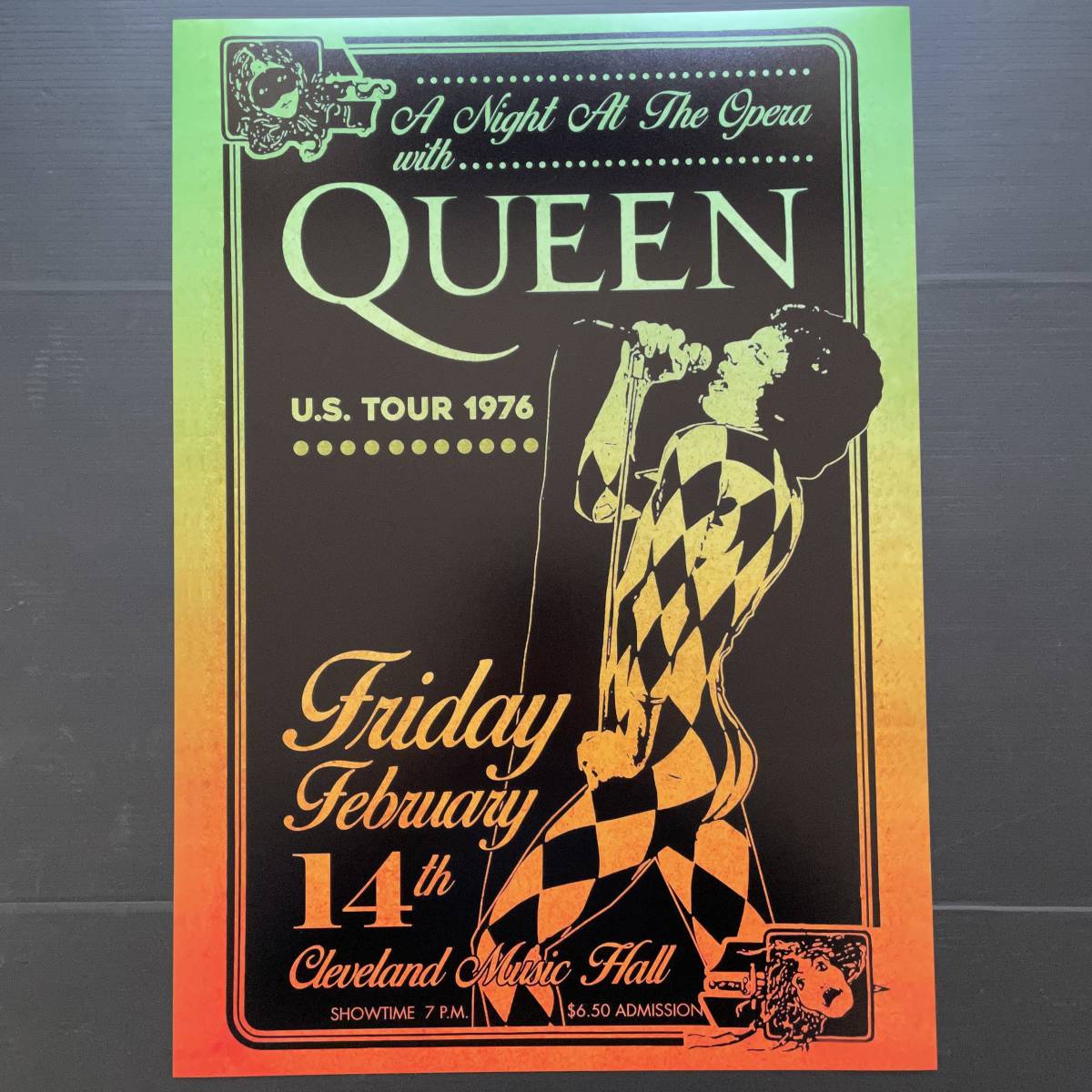 ポスター★クィーン オペラ座の夜USツアー 1976年2月★Queen 1976 A Night at the Opera Tour Cleveland★ボヘミアン・ラプソディ_画像3