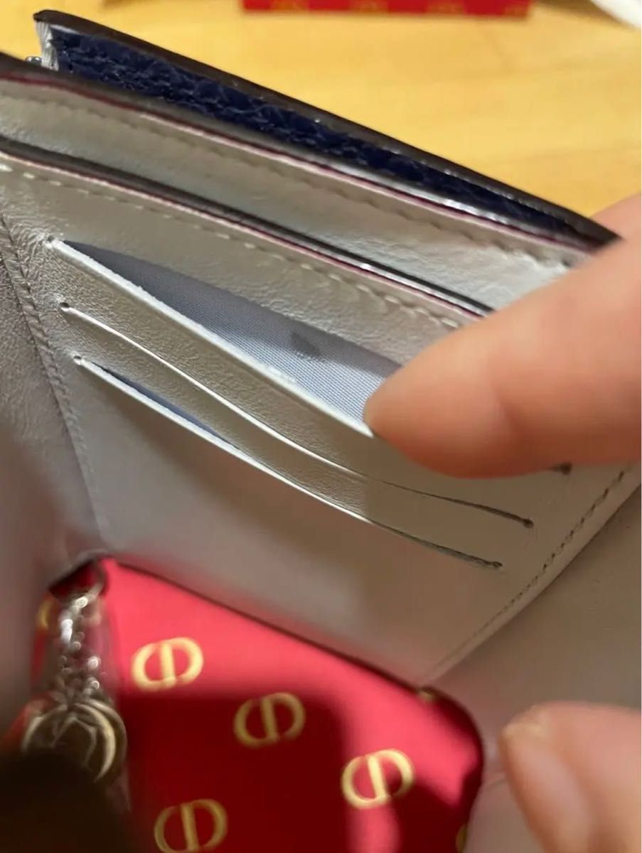Christian Dior ディオール 三つ折り財布 ネイビー ディオリッシモ