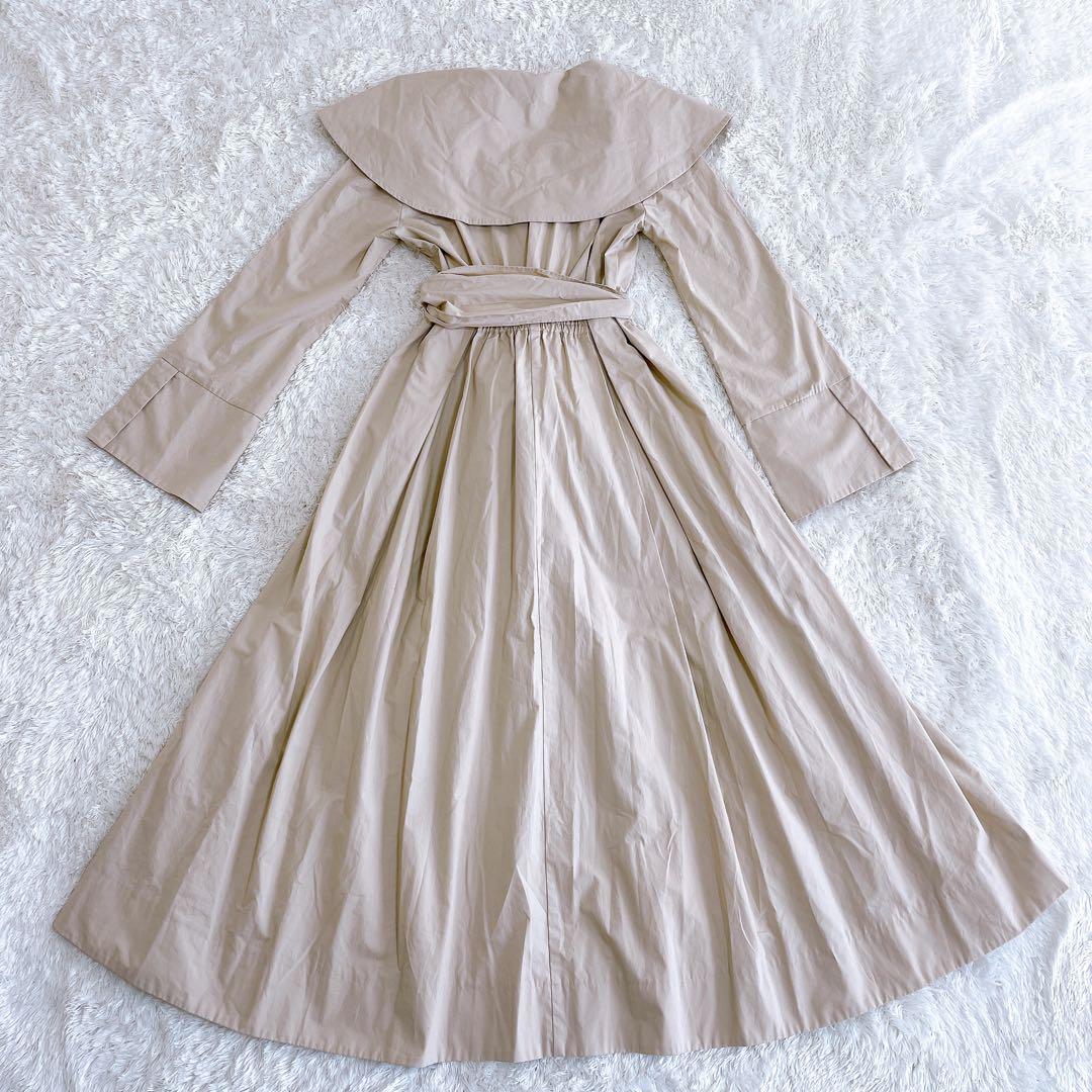 【美品】FRAY I.D フレイアイディ シャツワンピース LL 大きいサイズ ロング丈 長袖 ベルト付き ビックカラー ウエストリボン