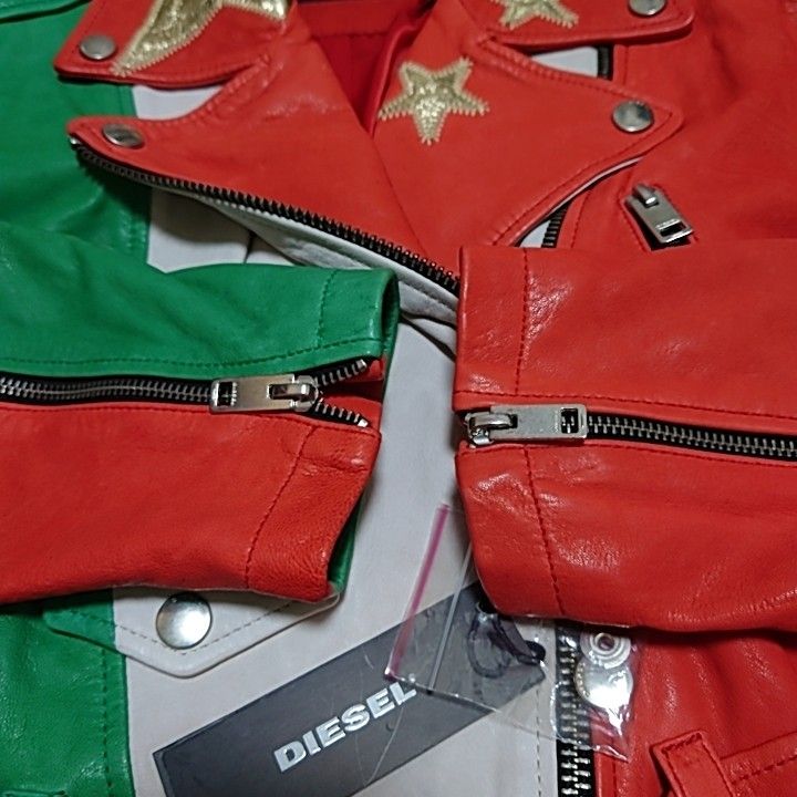 美品】DIESEL ディーゼル M ダブルライダースジャケット レザー | nate